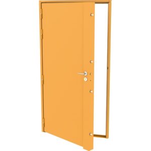 Porte blindée simple vantail couleur jaune